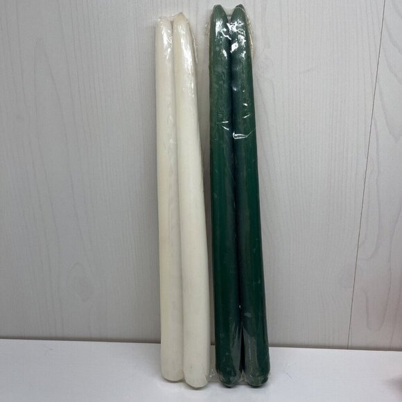Retired Yankee Taper Christmas Candle x 2 Pairs 12" Jack Frost Tannenbaum woods - Picture 9 of 15